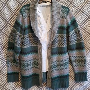 Warm Green/Gray Cardigan - XXL